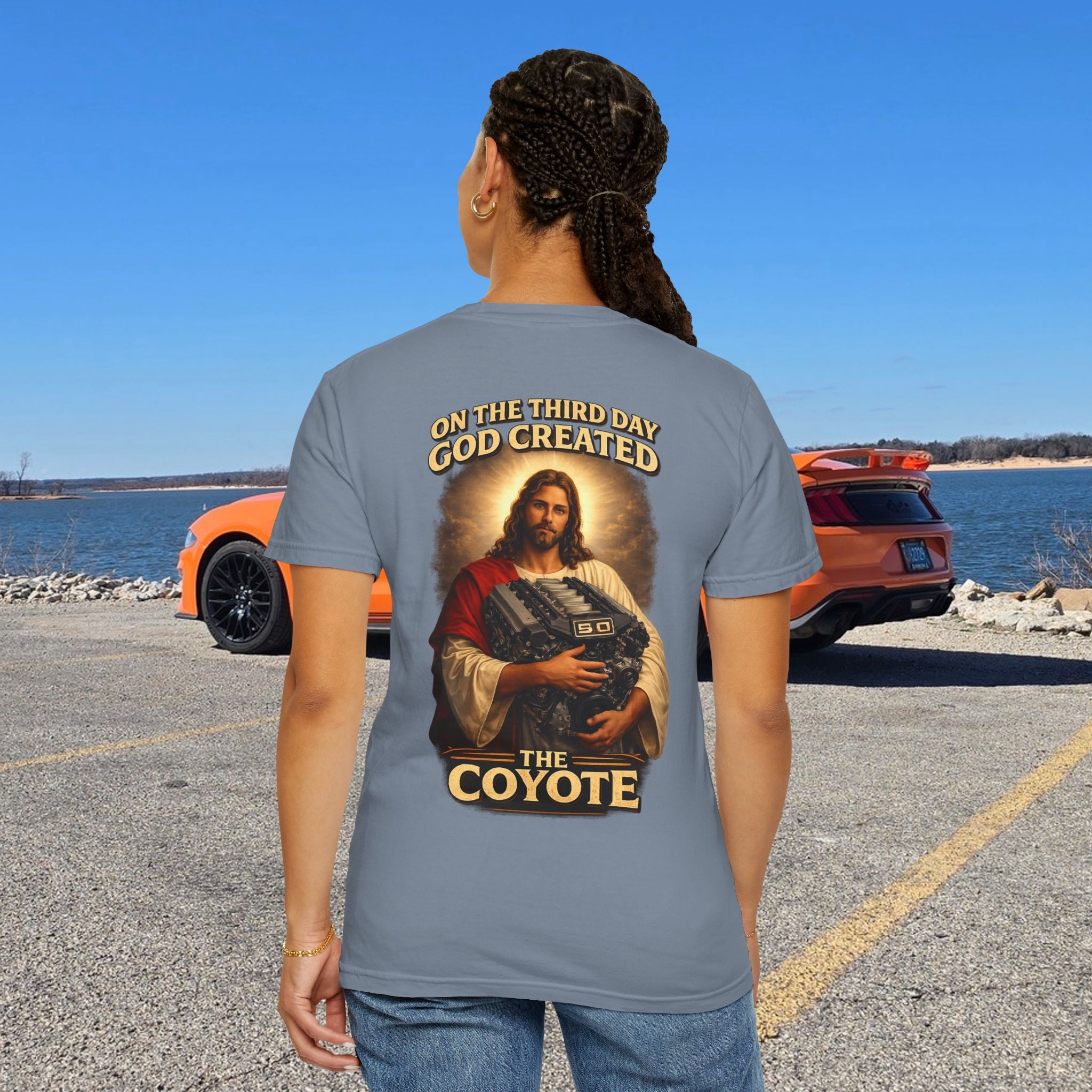 God created the Coyote — Graphic Racing Tee