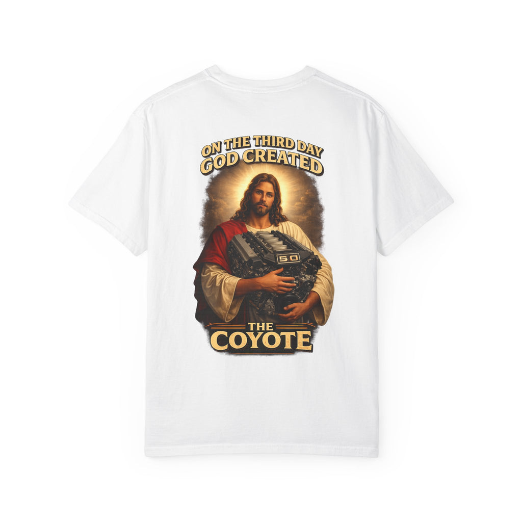 God created the Coyote — Graphic Racing Tee