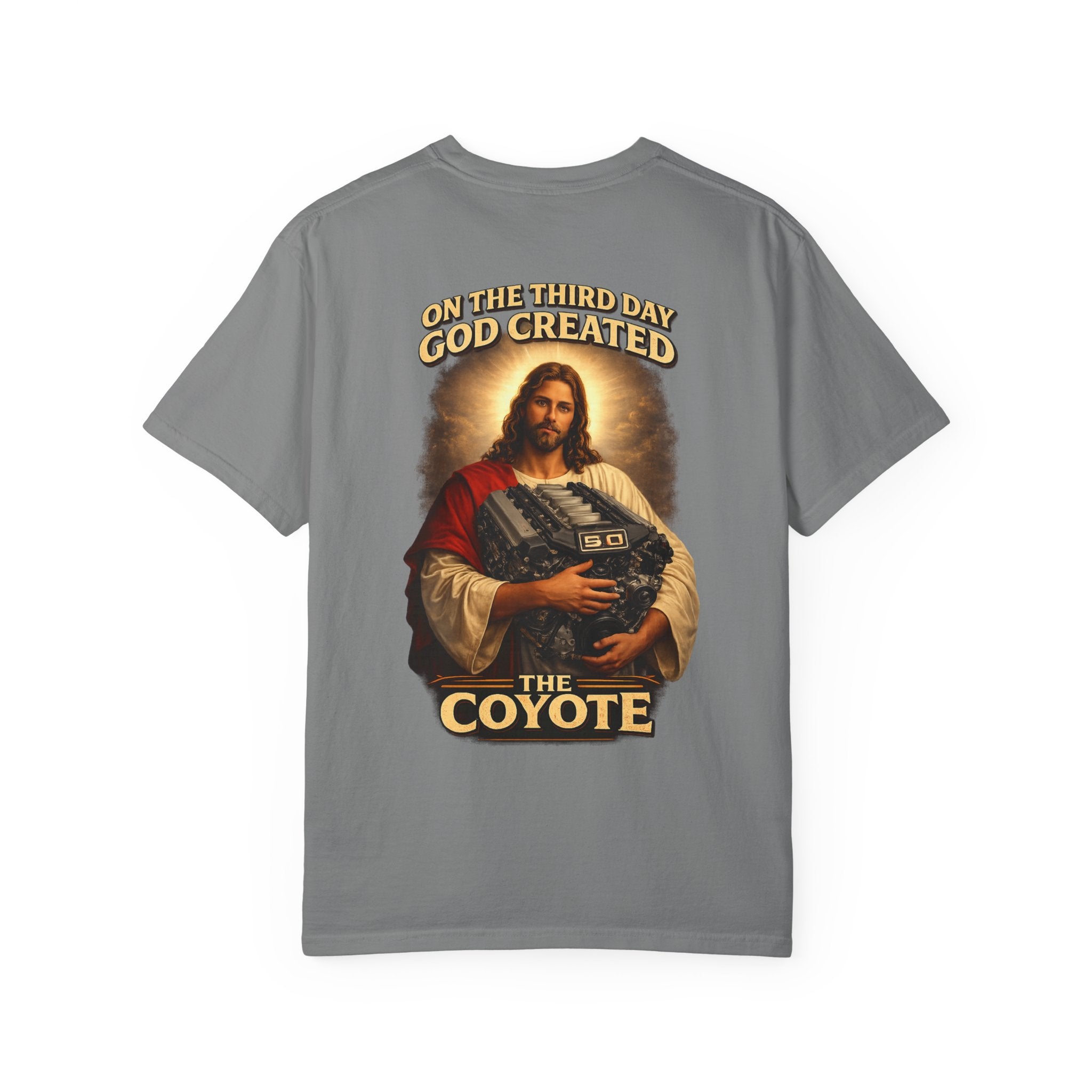 God created the Coyote — Graphic Racing Tee