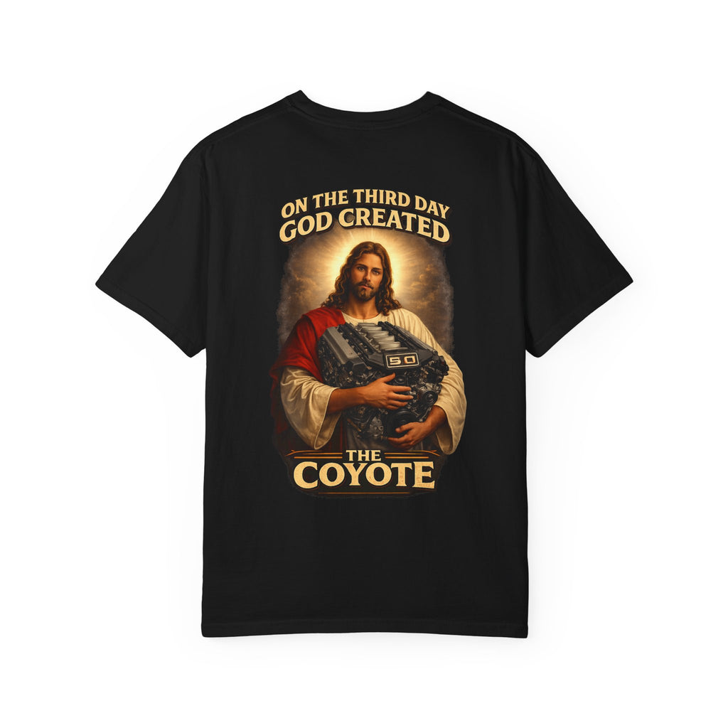 God created the Coyote — Graphic Racing Tee